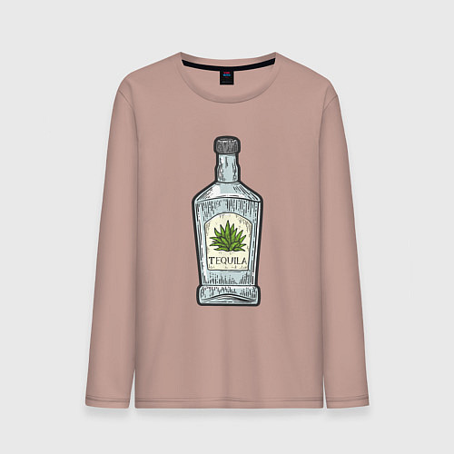 Мужской лонгслив Бутылка текилы / Пыльно-розовый – фото 1