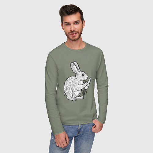 Мужской лонгслив Зайчик и морковка / Авокадо – фото 3