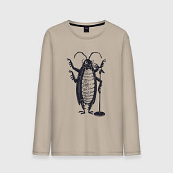 Лонгслив хлопковый мужской Тараканчик певец, цвет: миндальный