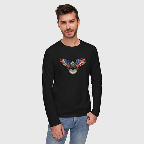 Мужской лонгслив Орёл - США / Черный – фото 3