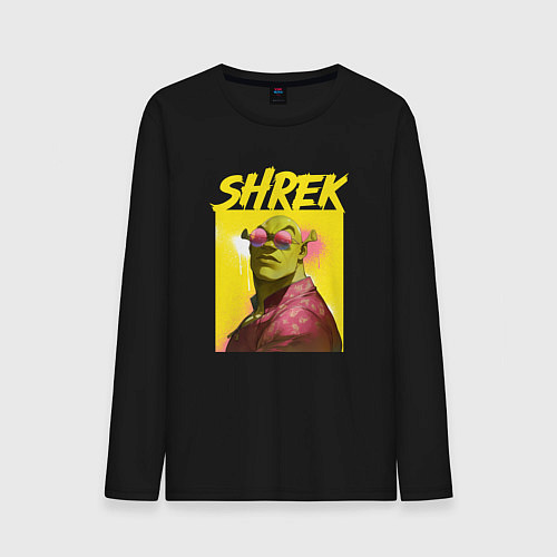 Мужской лонгслив Shrek гигачад / Черный – фото 1