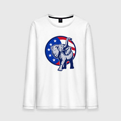 Лонгслив хлопковый мужской USA elephant, цвет: белый