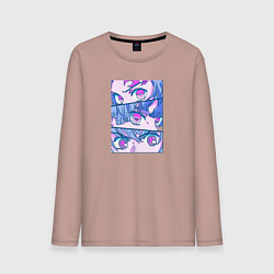 Лонгслив хлопковый мужской Тандзиро Незуко и Зеницу Клинок рассекающий демоно, цвет: пыльно-розовый