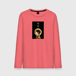 Лонгслив хлопковый мужской Техен луна, цвет: коралловый