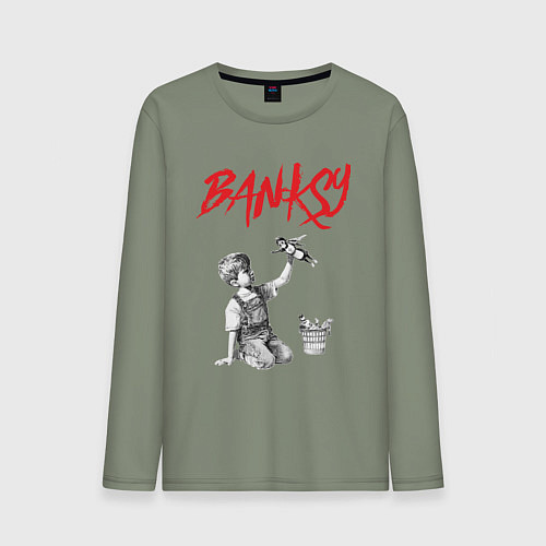 Мужской лонгслив Стрит арт граффити Бэнкси - мальчик / Авокадо – фото 1