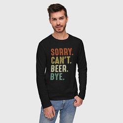 Лонгслив хлопковый мужской Извини не могу пиво пока, цвет: черный — фото 2