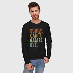 Лонгслив хлопковый мужской Извини не могу игры пока, цвет: черный — фото 2