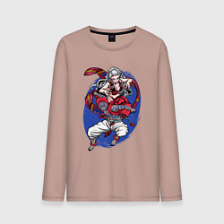 Лонгслив хлопковый мужской Клинок рассекающий демонов Акадза Даки Высшие Луны, цвет: пыльно-розовый