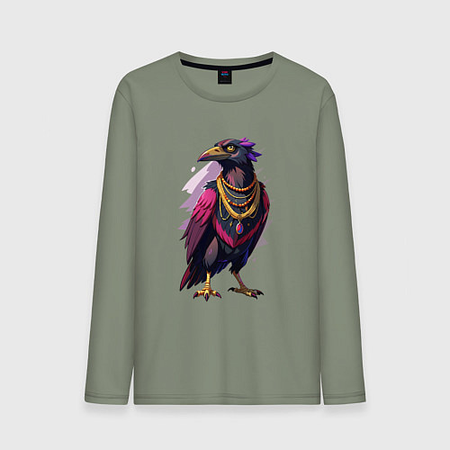Мужской лонгслив Ворона увешанная украшениями / Авокадо – фото 1