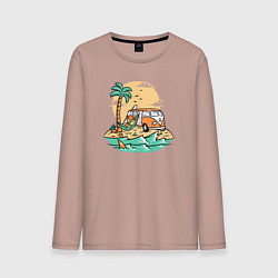 Лонгслив хлопковый мужской Фольксваген на острове, цвет: пыльно-розовый