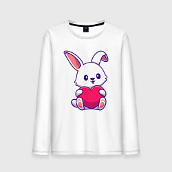 Лонгслив хлопковый мужской Heart rabbit, цвет: белый