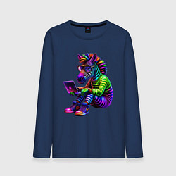 Мужской лонгслив Неоновая зебра хакер