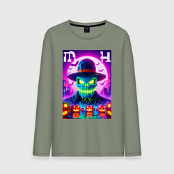 Лонгслив хлопковый мужской Minecraft and halloween collaboration - neon glow, цвет: авокадо