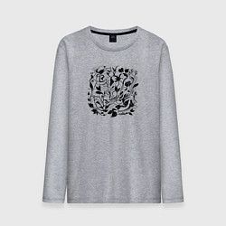 Лонгслив хлопковый мужской Абстрактные природные узоры, цвет: меланж