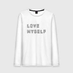 Лонгслив хлопковый мужской BTS love myself надпись, цвет: белый