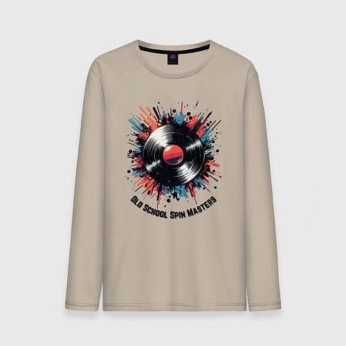 Мужской лонгслив Стрит-арт: виниловая Пластинка / Миндальный – фото 1