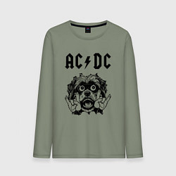 Лонгслив хлопковый мужской AC DC - rock dog, цвет: авокадо