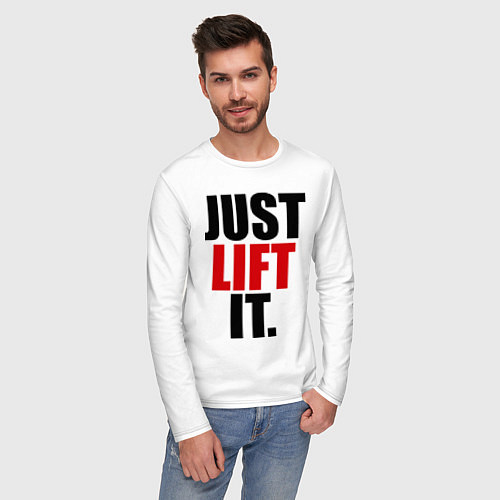 Мужской лонгслив Just lift it / Белый – фото 3