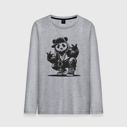Лонгслив хлопковый мужской Панда хип-хоп, цвет: меланж