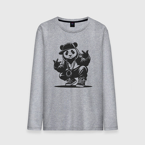 Мужской лонгслив Панда хип-хоп / Меланж – фото 1