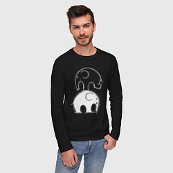 Лонгслив хлопковый мужской Два слона, цвет: черный — фото 2