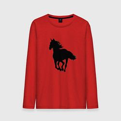 Лонгслив хлопковый мужской Силуэт коня, цвет: красный