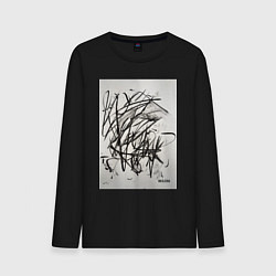 Лонгслив хлопковый мужской Abstract flow, цвет: черный