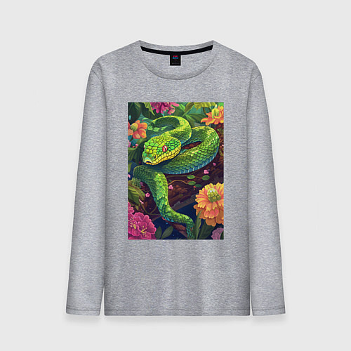 Мужской лонгслив Тропическая змея / Меланж – фото 1