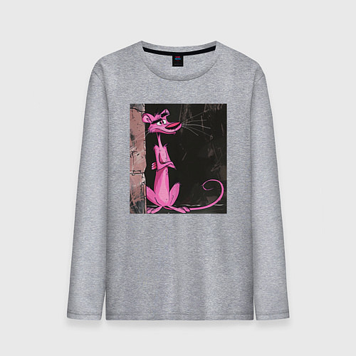 Мужской лонгслив Розовая пантера у стены / Меланж – фото 1