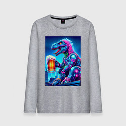 Мужской лонгслив Cyber tyrannosaur with a mug of beer - ai art fant