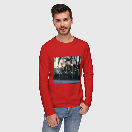 Мужской лонгслив Имя Анна из капель дождя / Красный – фото 3