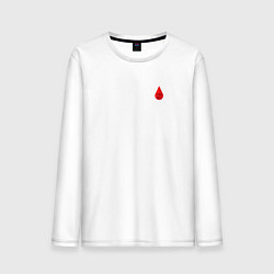 Лонгслив хлопковый мужской Группа крови: третья положительная, цвет: белый