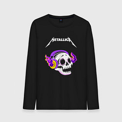 Лонгслив хлопковый мужской Metallica - неоновый череп, цвет: черный