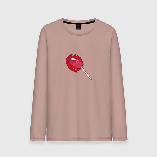 Мужской лонгслив Губки с чупа-чупсом / Пыльно-розовый – фото 1