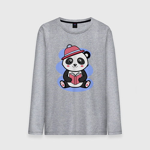 Мужской лонгслив Панда с книжкой / Меланж – фото 1