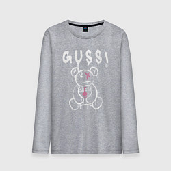 Лонгслив хлопковый мужской Гусси - мишка с гусем, цвет: меланж