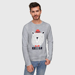 Лонгслив хлопковый мужской Идеальный медведь, цвет: меланж — фото 2