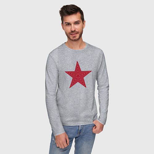 Мужской лонгслив USSR red star / Меланж – фото 3