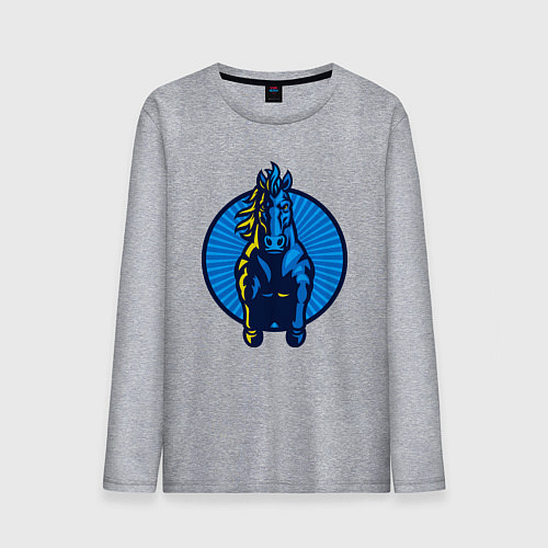 Мужской лонгслив Синий скакун / Меланж – фото 1