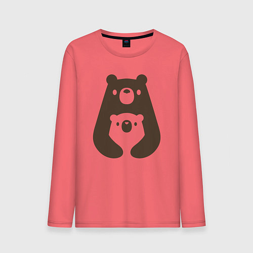 Мужской лонгслив Мишки-обнимашки / Коралловый – фото 1