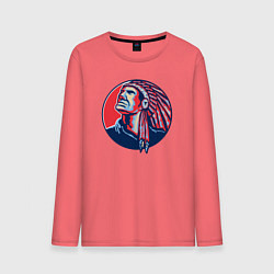 Лонгслив хлопковый мужской Гордый апачи, цвет: коралловый