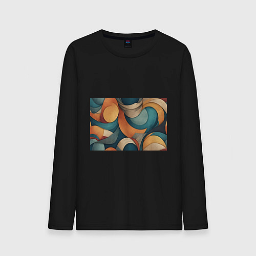 Мужской лонгслив Абстракция теплые контрасты / Черный – фото 1