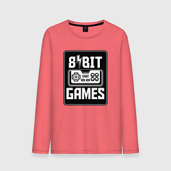 Лонгслив хлопковый мужской Игры 8 бит, цвет: коралловый