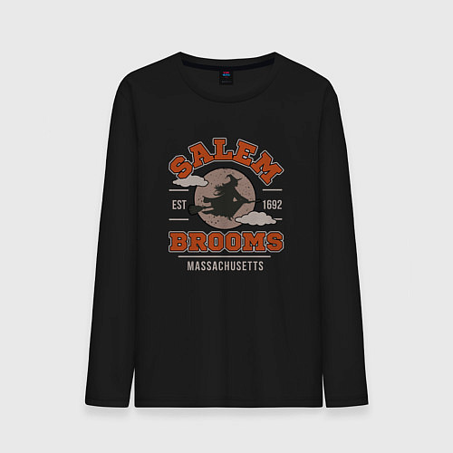 Мужской лонгслив Salem - ведьма на метле / Черный – фото 1