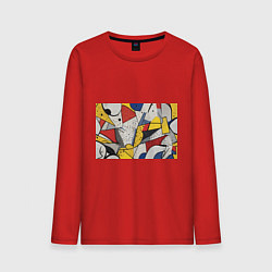 Лонгслив хлопковый мужской Поп-арт яркая абстракция, цвет: красный