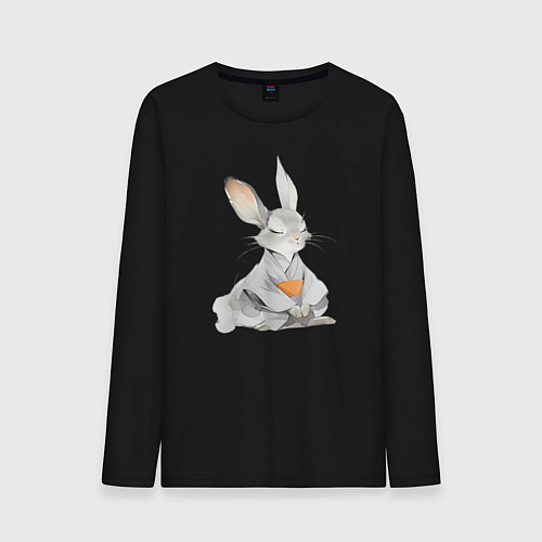 Мужской лонгслив Кролик в кимоно / Черный – фото 1