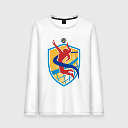 Лонгслив хлопковый мужской Волейбольная подача, цвет: белый