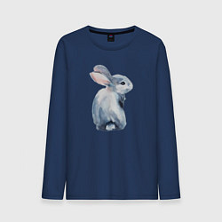 Лонгслив хлопковый мужской Кролик арт, цвет: тёмно-синий