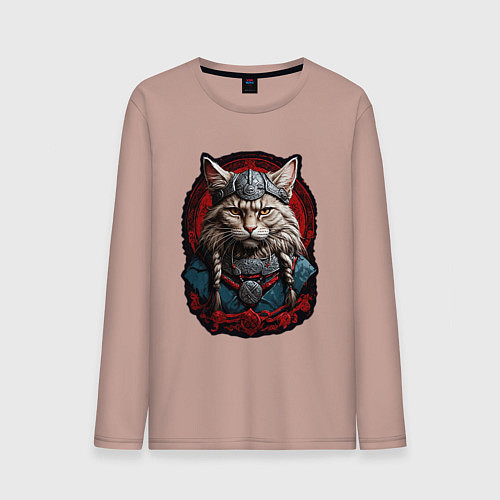 Мужской лонгслив Кот викинг / Пыльно-розовый – фото 1