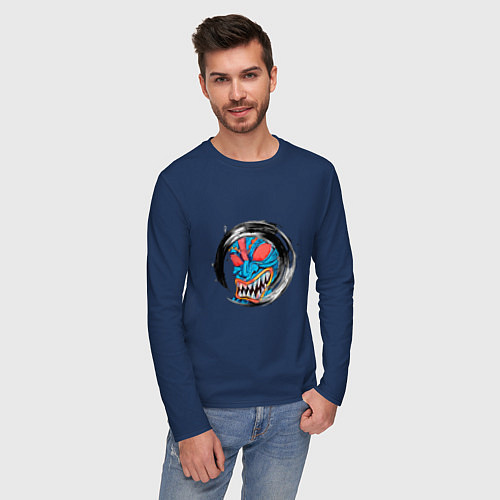 Мужской лонгслив Идол / Тёмно-синий – фото 3